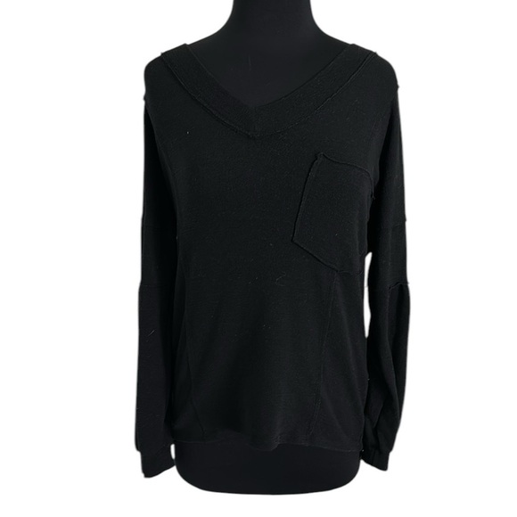 Pink Lily black “inside out” long sleeve sweater top size small - Picture 1 of 9